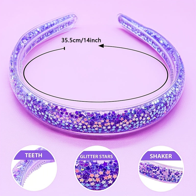 Glitter Headband Sparkly Confetti Rainbow Pink Purple for Kids