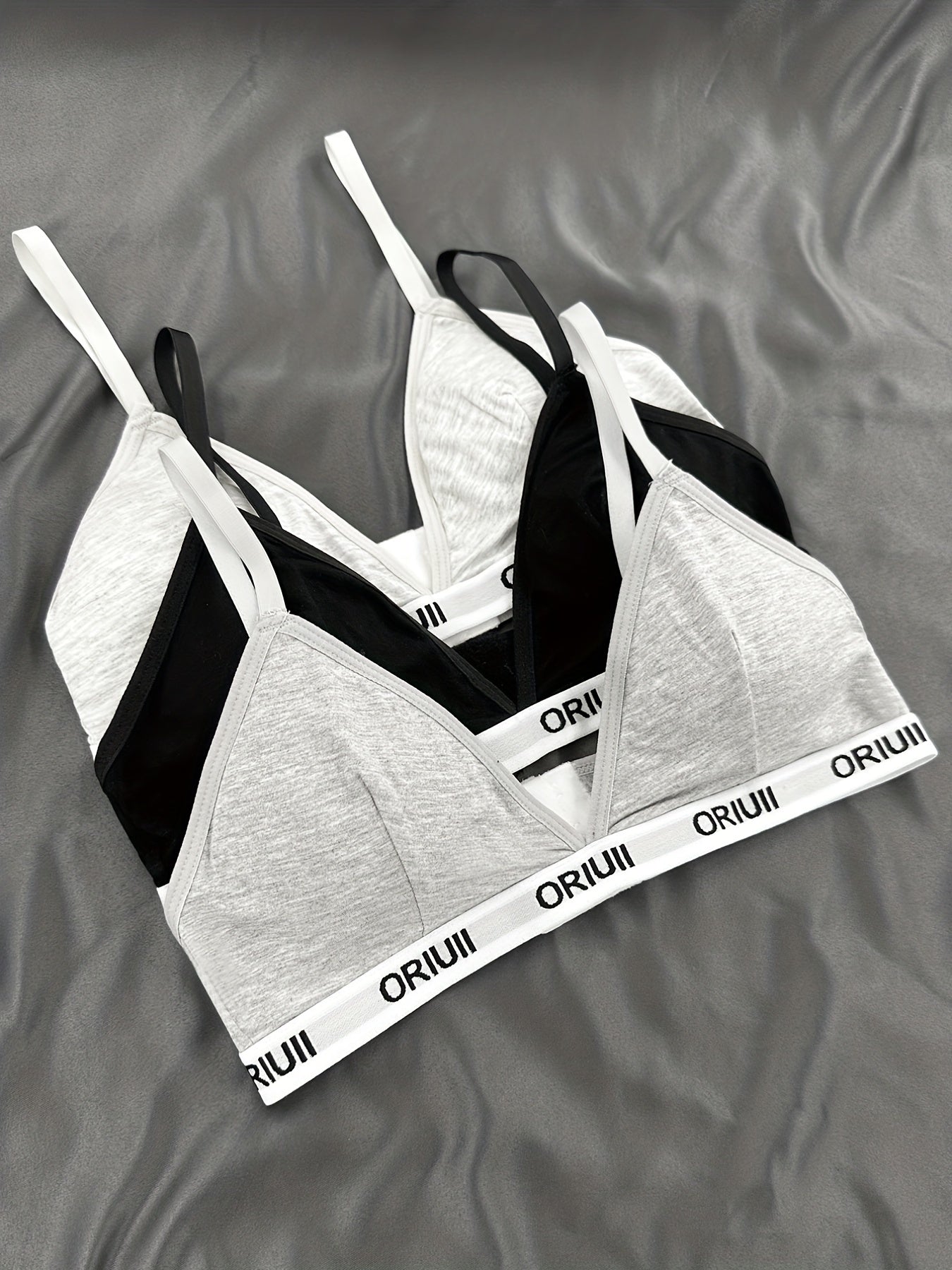 3pcs Letter Sports Bras Comfy Yoga Fitness Bra Women's Underwear