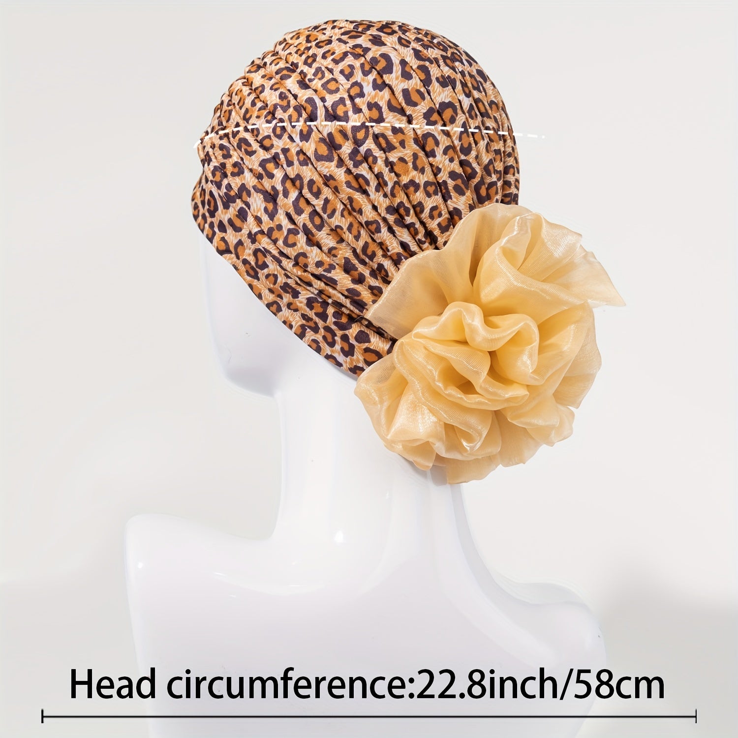 Brown Leopard Print Turban Cap Head Scarf Chemo Hat