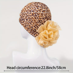 Brown Leopard Print Turban Cap Head Scarf Chemo Hat