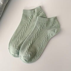 5 Pairs Textured Low Cut Ankle Socks Women's Stockings