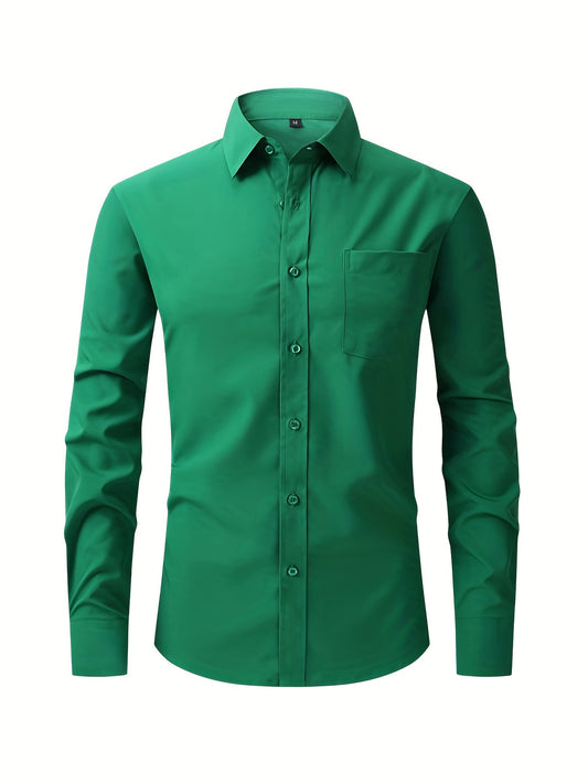 Men's Turndown Collar Shirt with Chest Pocket