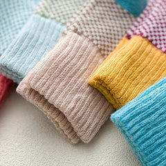 5 Pairs Colorblock Crew Socks Soft Mid Tube Women's Stockings