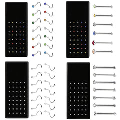 40pcs Men's Stainless Steel Nose Ring Jewelry Hypoallergenic Nose Stud Earrings