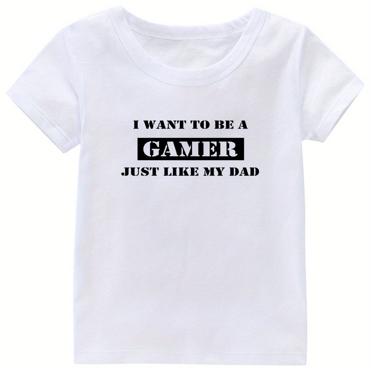 Gamer Print Girl's Cotton T shirt Casual Slight Stretch Tee