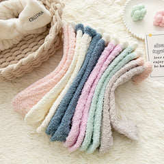 Women's Colorblock Fuzzy Socks Mid Tube Warm Stockings