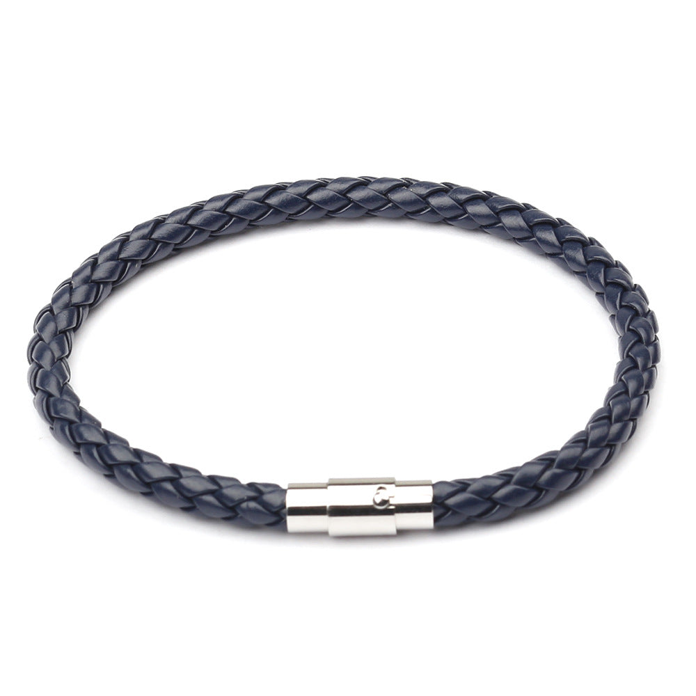 European Magnetic Men's Leather Rope Bracelet