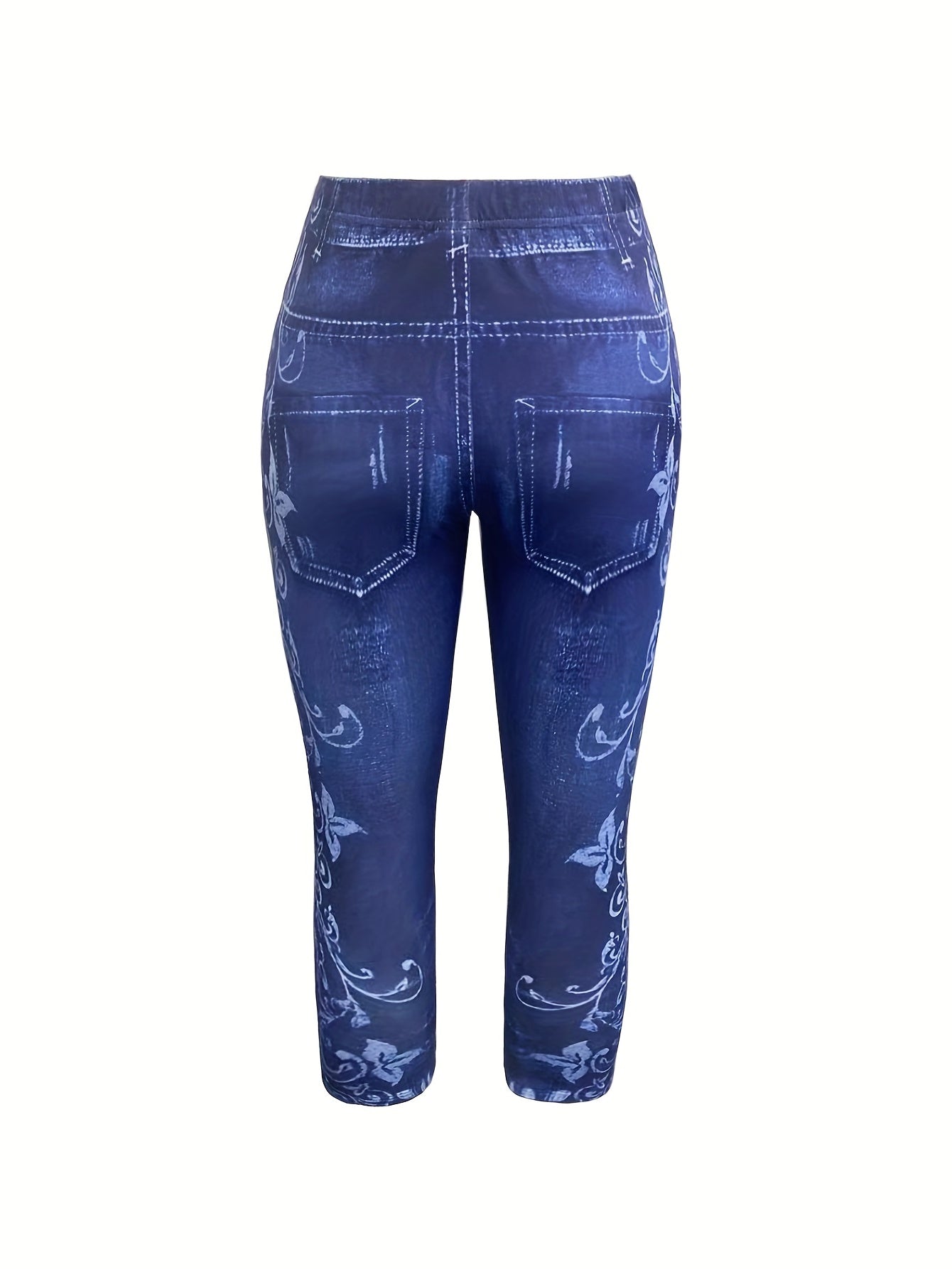 High Waist Denim Print Leggings for Women