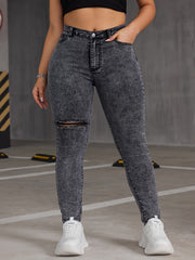  Button Up Skinny Jeans Women's Casual Stretch Jeans