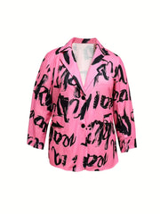 Graffiti Print Stretch Blazer