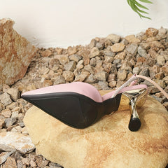 Women's Pink Rhinestone Slingback High Heels