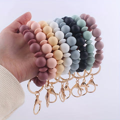 Silicone Beaded Keychain Bracelet for Women