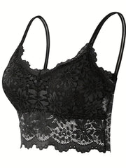 Lace Wireless Bralette Scallop Trim Lightweight Bra