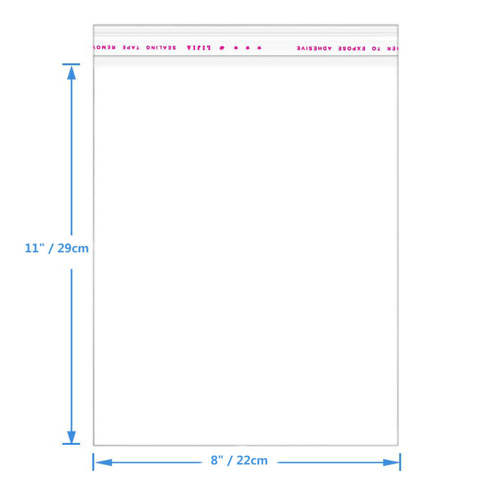 50pcs 8x11 10x12 10x14 11x14 Inch Transparent Cellophane Plastic Bags