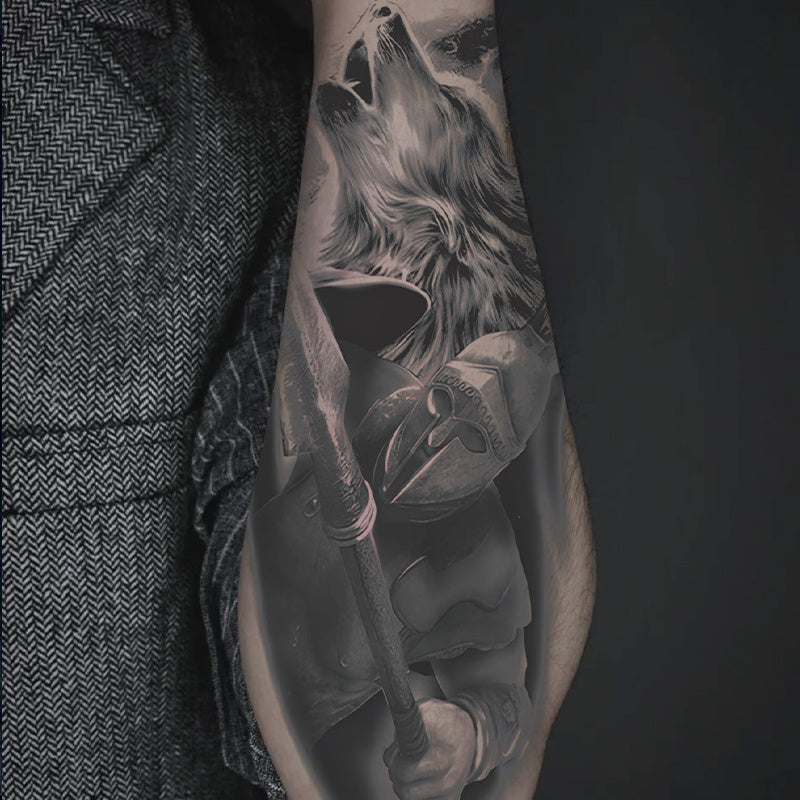 Realistic Howling Wolf Waterproof Tattoo Sticker