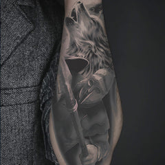 Realistic Howling Wolf Waterproof Tattoo Sticker