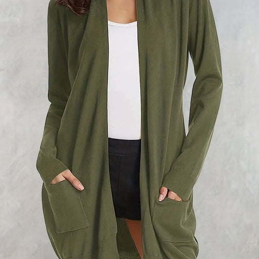 Open Front Cardigan with Pockets