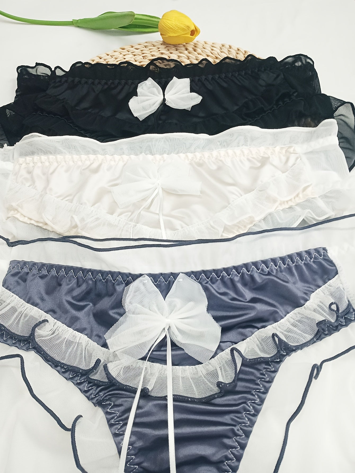 3pcs Contrast Mesh Briefs Comfy & Breathable Intimates Panties