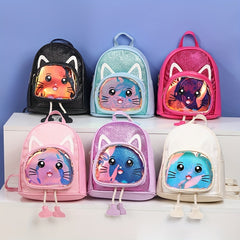 Kids Glitter Kindergarten Backpack Cat Schoolbag