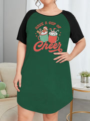  Christmas Nightdress Gingerbread Man & Cup Print Raglan Sleeve
