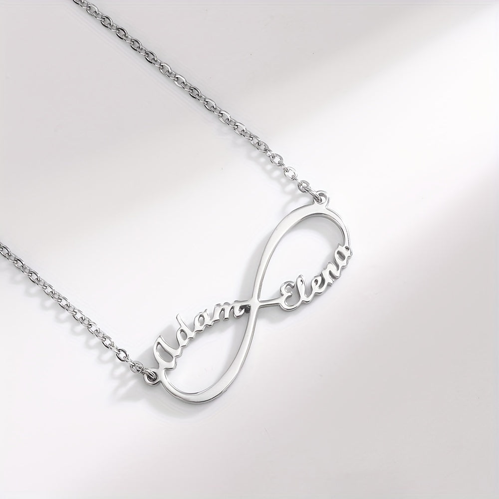 Custom Infinite Love Necklace with 2 Names & Sign, 5 Fonts
