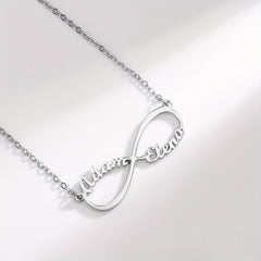Custom Infinite Love Necklace with 2 Names & Sign, 5 Fonts