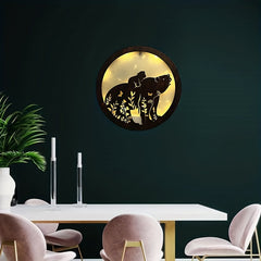 Kids Room LED Clock Lamp Retro Wooden Sign Wall Sticker Hanging Light