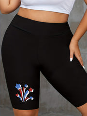  Star Print High Rise Biker Shorts