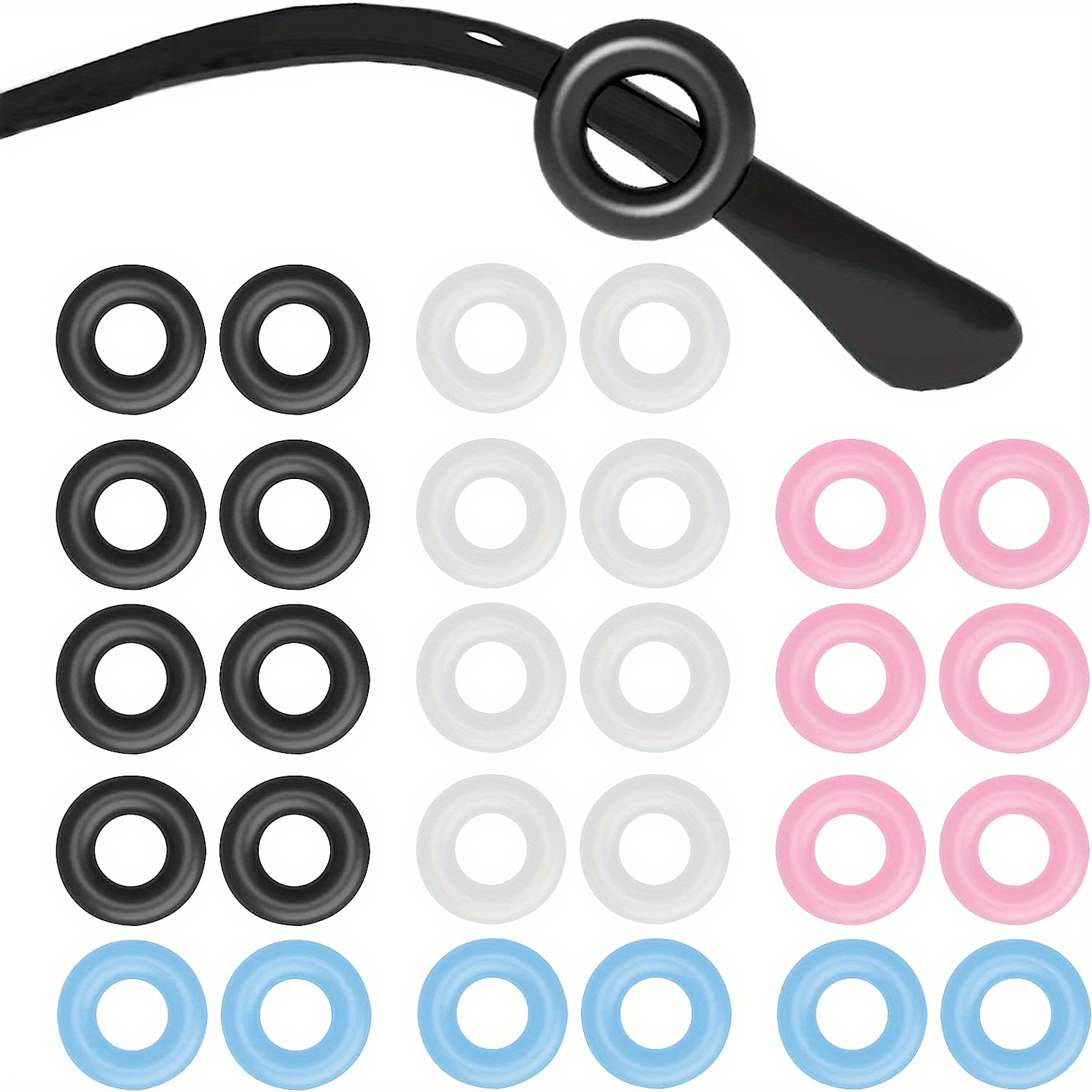 14 Pairs Silicone Eyeglass Ear Grips Anti-Slip Comfort Clear Pink