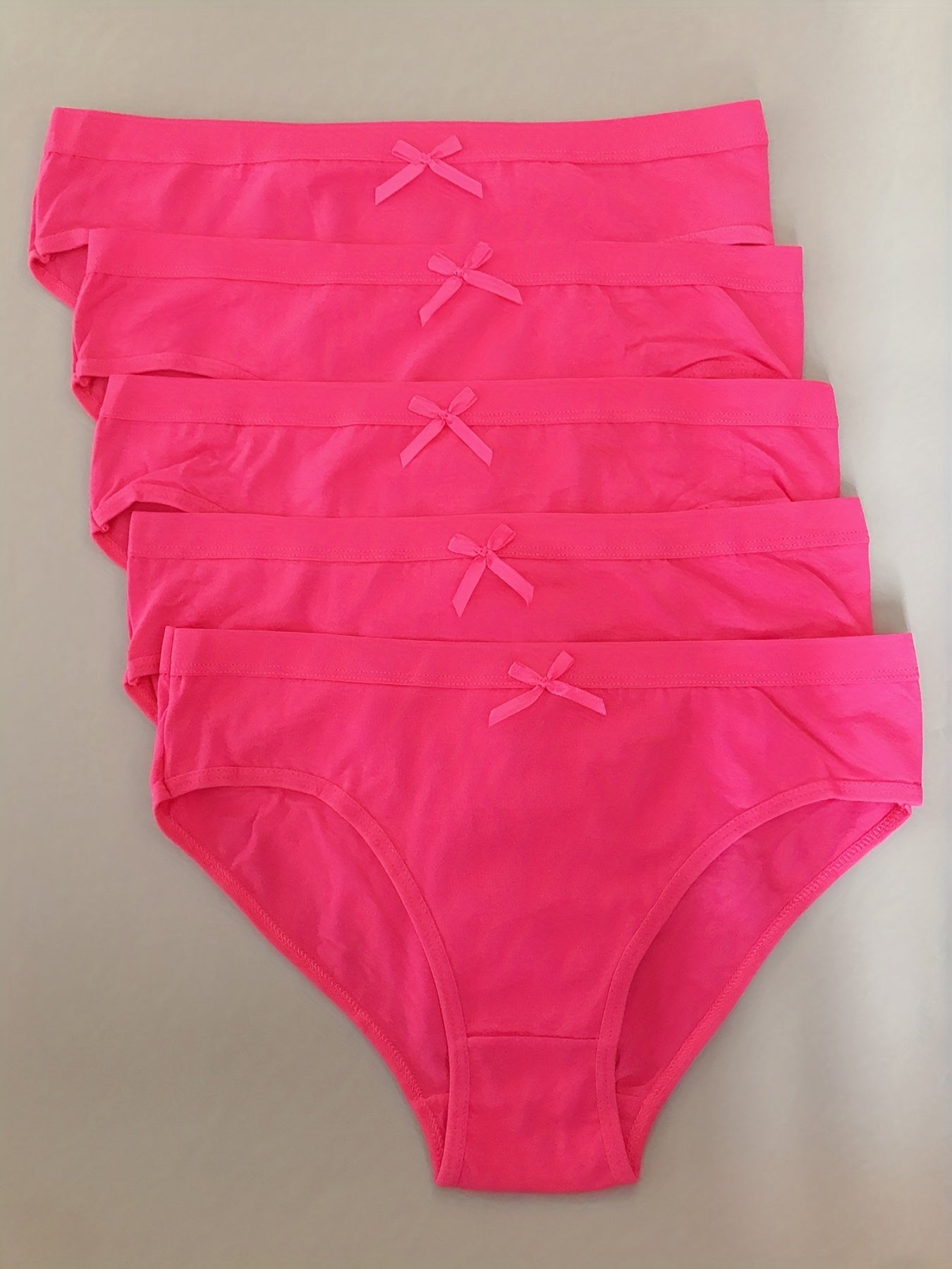5pcs Solid Bow Tie Briefs Women's Lingerie & Underwear