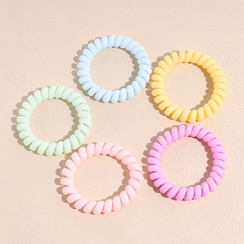 Solid Telephone Wire Scrunchie Elastic Hair Tie Accessory