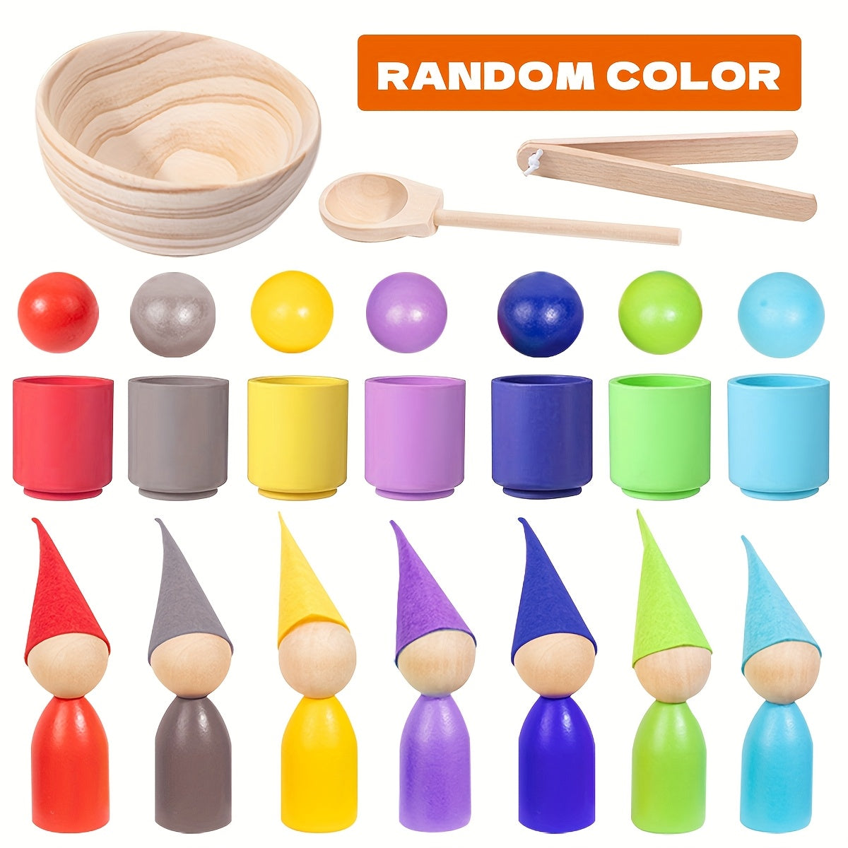 Educational Wooden Rainbow Matching Game for Preschoolers