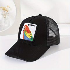 Parrot Embroidery Patch Trucker Hat Mesh Baseball Cap Lightweight