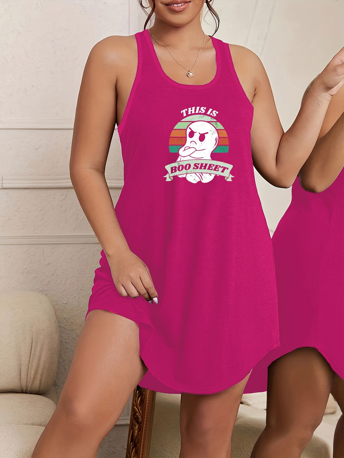  Ghost & Slogan Print Nightdress
