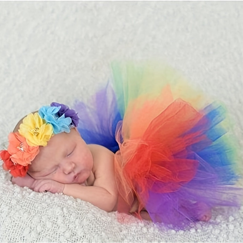Newborn Baby Tutu Skirt Headband Set Infant Floral Hairband Dress