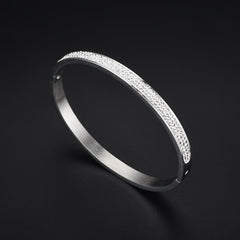 Inlaid Diamond Stainless Steel Unisex Bangle Bracelet