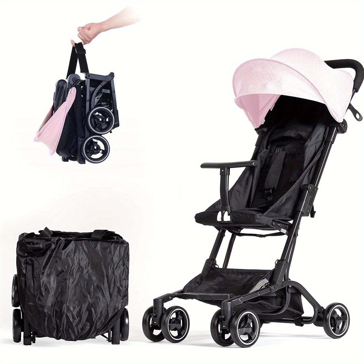 Ultra Compact Baby Stroller T Shaped Front Bar No Assembly Required