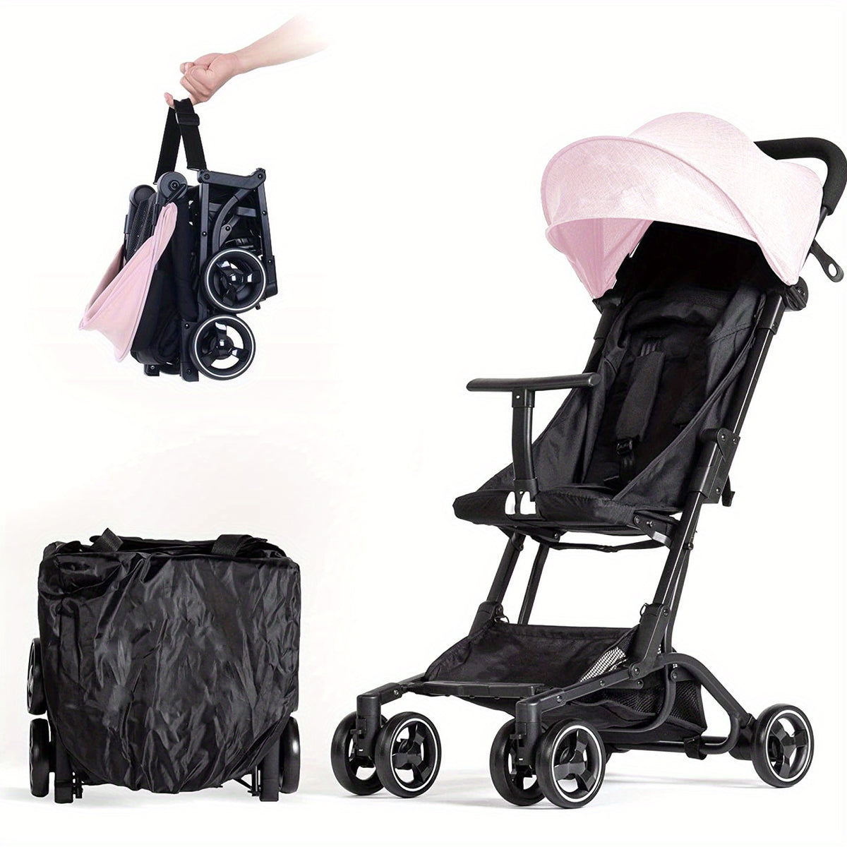 Ultra Compact Baby Stroller T Shaped Front Bar No Assembly Required