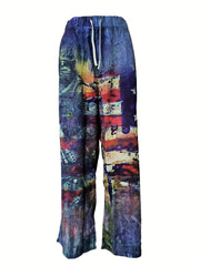 Skull Pattern Wide Leg Pants Men s Street Style Casual Allover Print