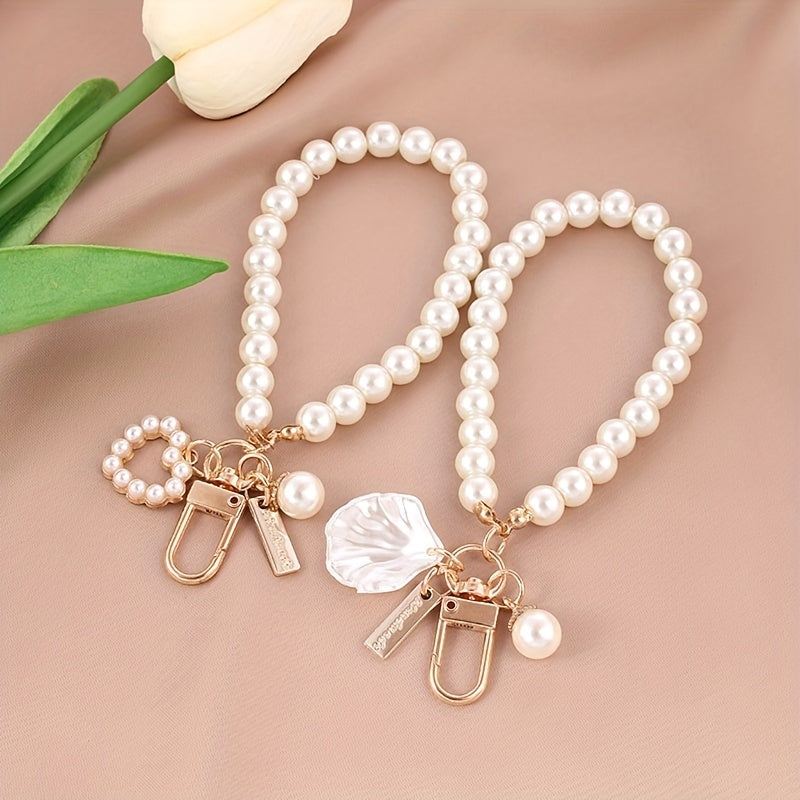 Faux Pearl Beads Bracelet Keychain Women's Necklace