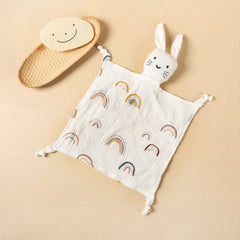 Baby Cotton Gauze Bib Rabbit Ear Doll 6-12 Months Sleeping Blanket