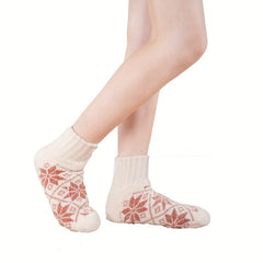 Snowflake Print Thickened Socks Comfy & Warm Mid Tube Socks Women's