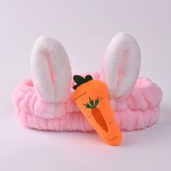 Carrot Rabbit Ear Makeup Headband For Women Girls Face Washing Hairband