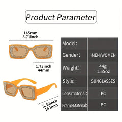 Y2K Rhinestone Square Sunglasses Bling Sun Shades UV400