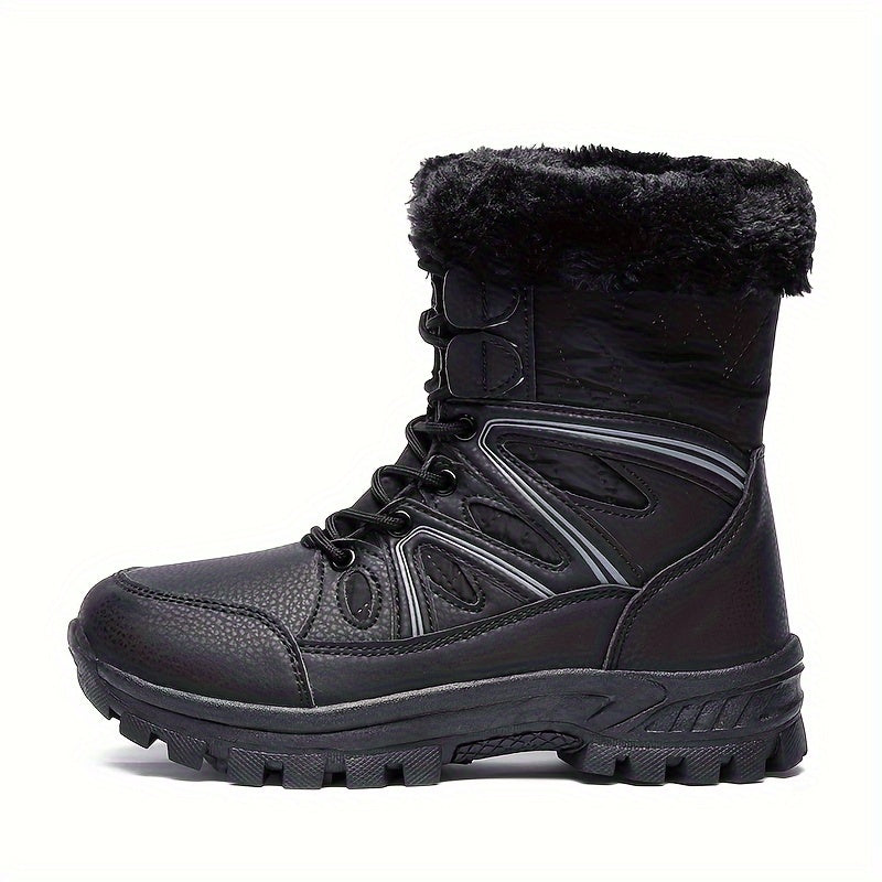 Faux Fur Lined Thermal Thick Sole Winter Boots Weather Resistance Snow Boots