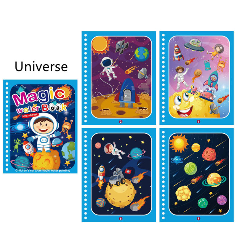 Reusable Watercolor Magic Book for Kids - Learn Painting Animals and Cartoons
