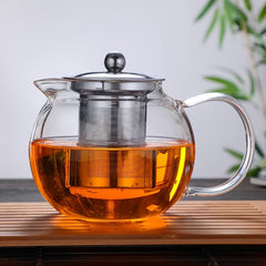 Heat Resistant Glass Teapot with Stainless Steel Filter for Kung Fu Tea