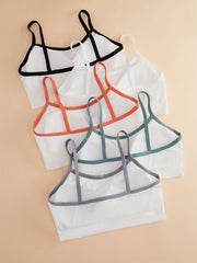 5pcs Wireless Ribbed Bras Stretch Comfort Breathable Lingerie Underwear