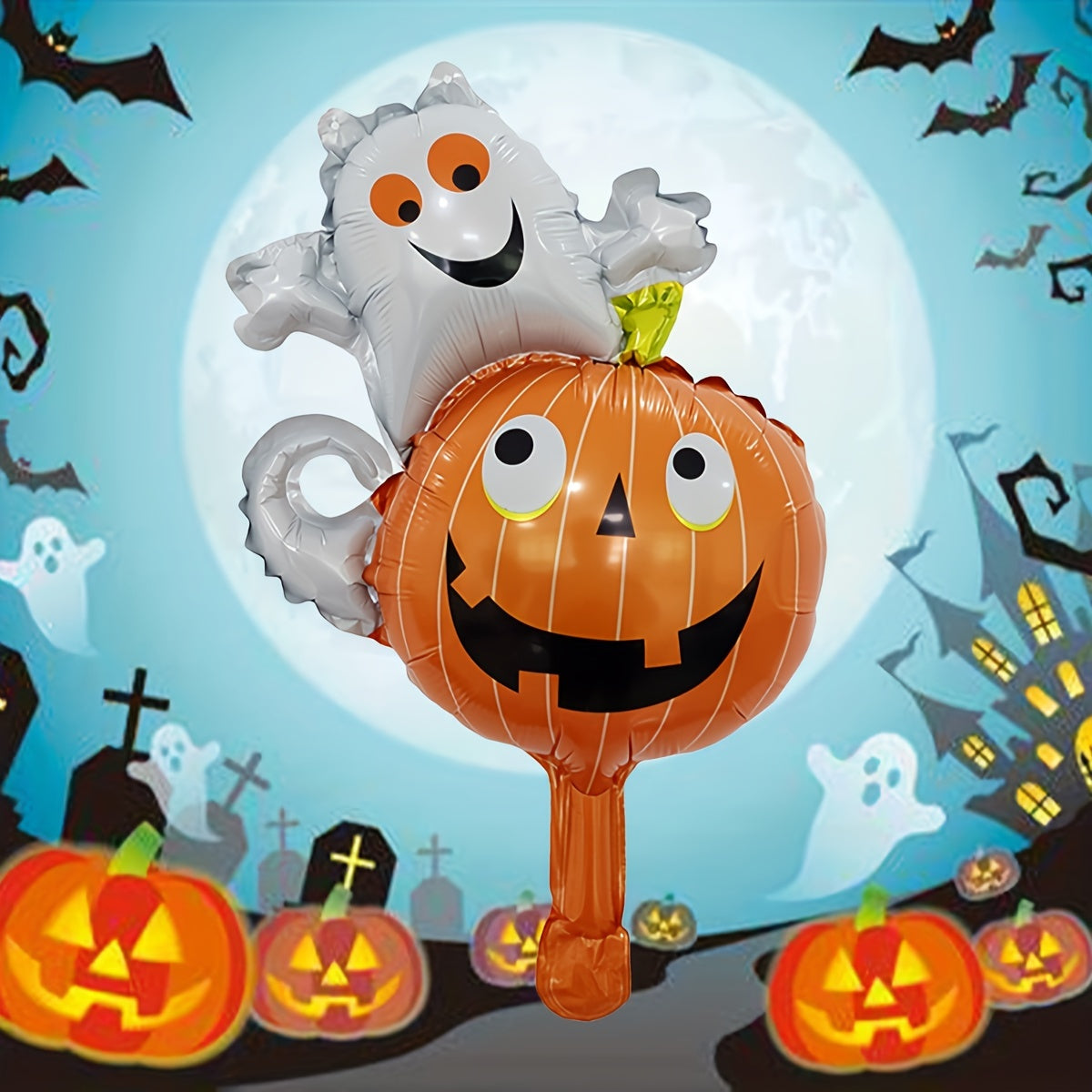 1pc Halloween Ghost Balloon & Pumpkin Foil Balloon