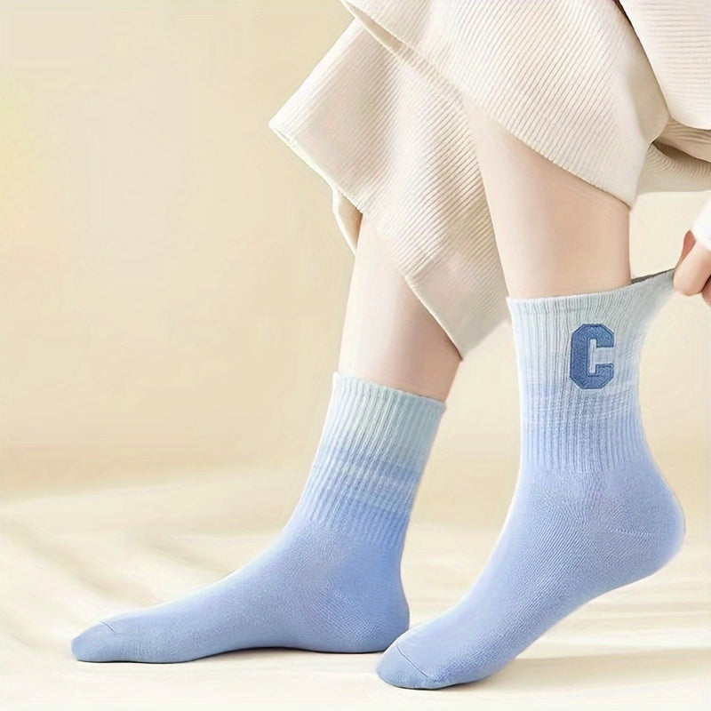 5 Pairs Letter Print Socks Women's Mid Tube Stockings